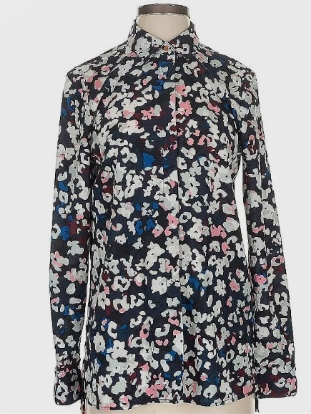 Ellen Tracy Floral Button Down Blouse Shirt Women's Size Small